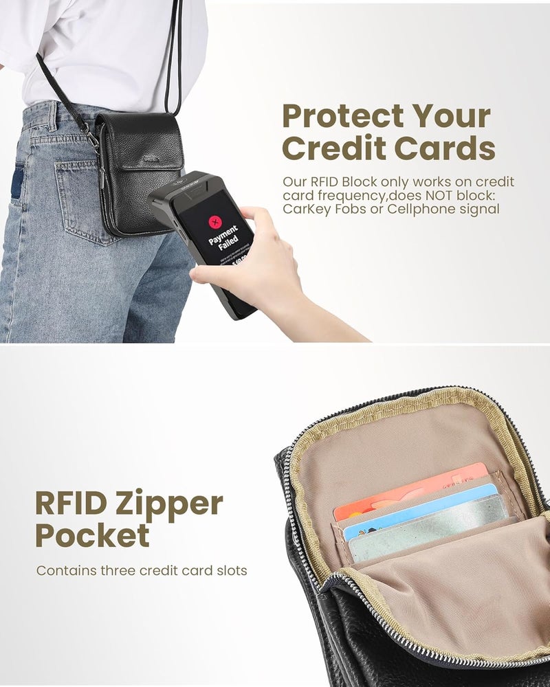 befen Genuine Leather Small Crossbody Bags for Women, Cell Phone Cross body Purse Bag with RFID Blocking Card Slots - Image 2